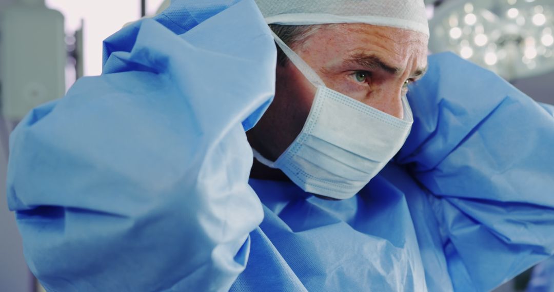 Surgeon Adjusting Face Mask in Operating Room - Free Images, Stock Photos and Pictures on Pikwizard.com