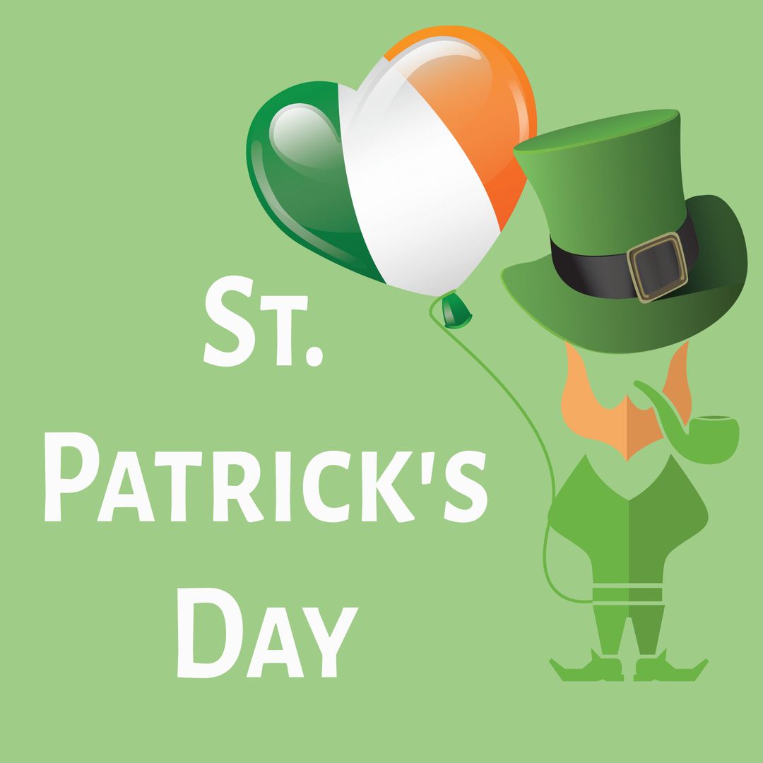 St. Patrick's Day Graphic with Leprechaun and Irish Balloon
