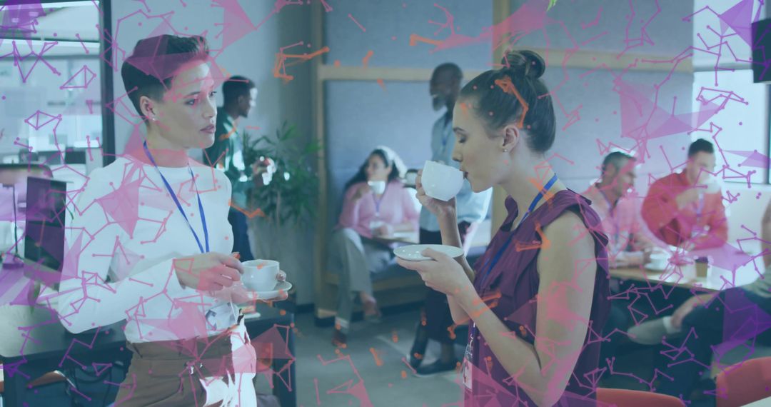 Professional Women Networking Over Coffee in Modern Business Lounge