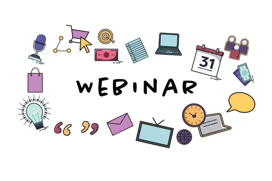 Digital Marketing Icons on Transparent Background for Webinars