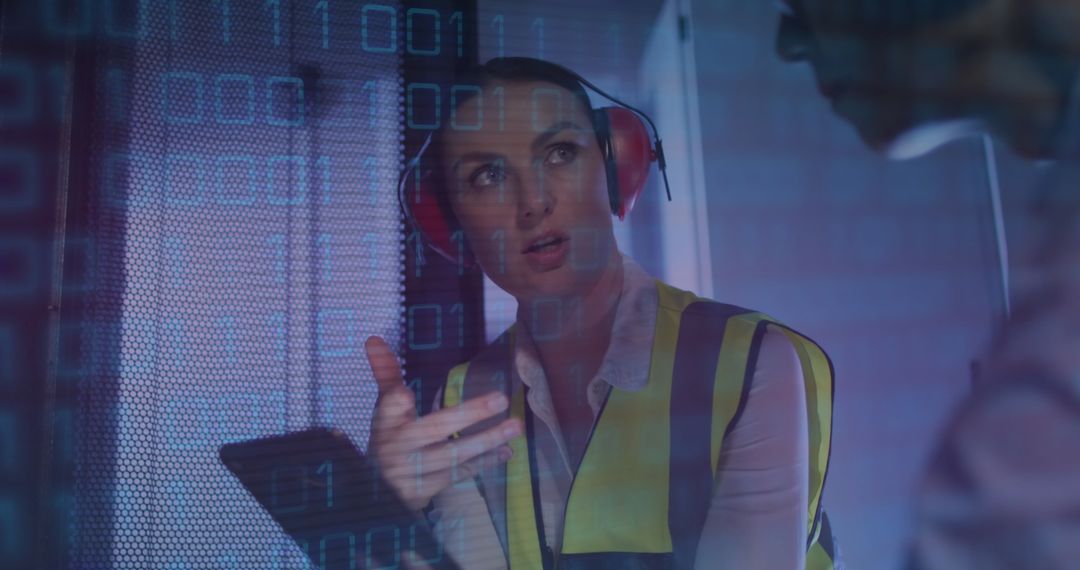 Engineers Analyzing Data in Server Room