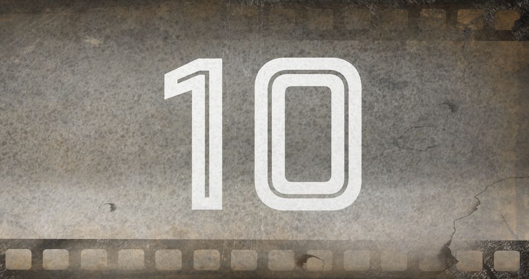 Vintage Film Countdown Number 10 on Textured Background - Free Images, Stock Photos and Pictures on Pikwizard.com