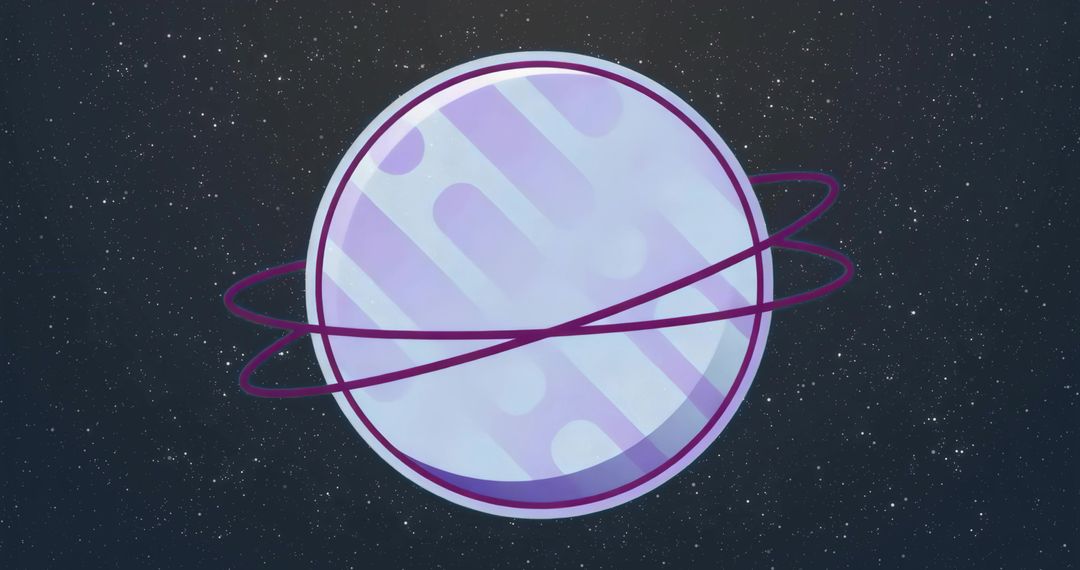 Fantasy Planet with Geometric Patterns and Purple Rings in Space
