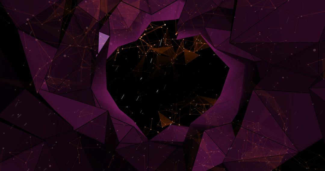 Abstract Geometric Space with Purple Polygons and Network Connection