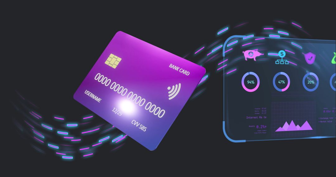 Digital Financial Data and Credit Card Concept in Futuristic Interface