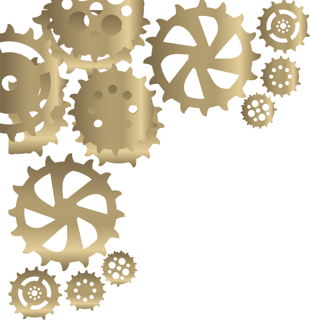 Golden Gears Overlay on Transparent Background