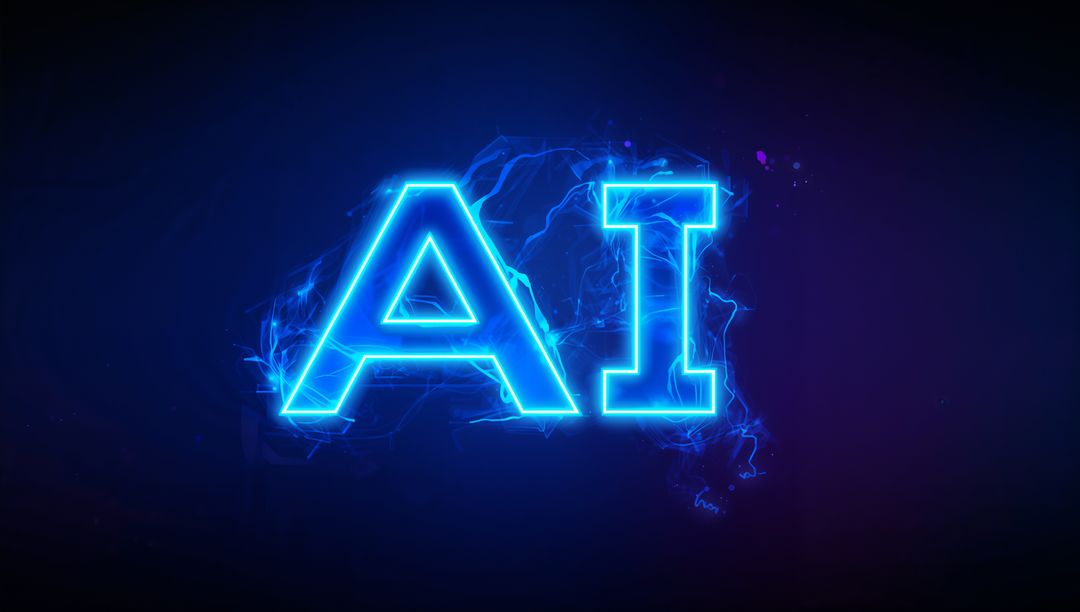 Neon AI Letters Pulsing with Electric Arcs and Neural Network Glow