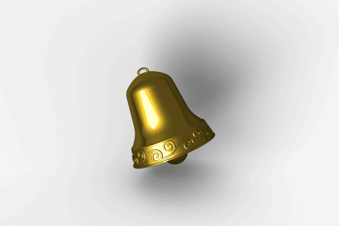 Golden Bell PNG with Ornate Detailing on Transparent Background