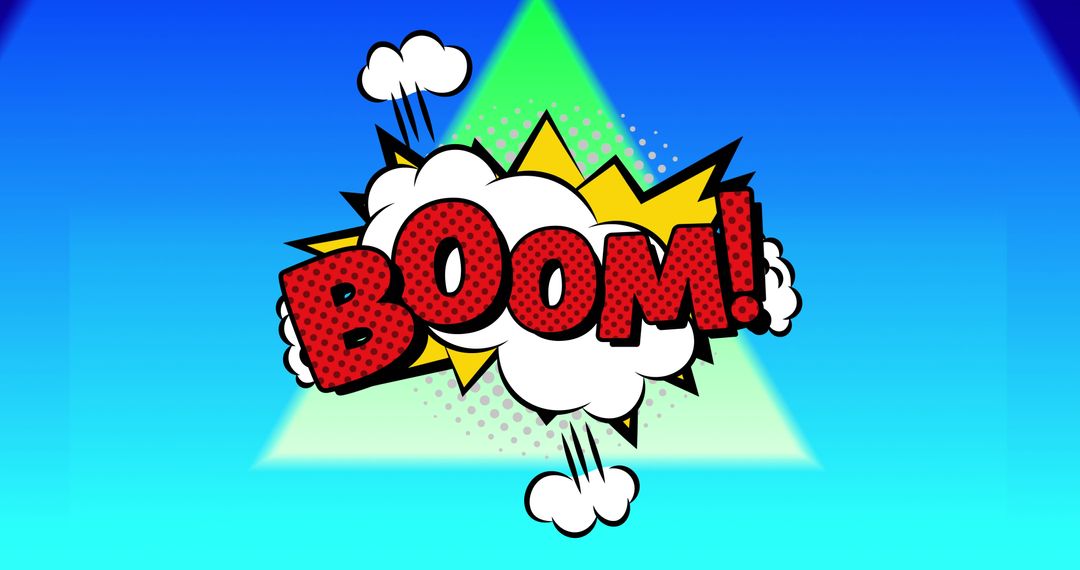 Dynamic Boom Text with Pop Art Comic Clouds