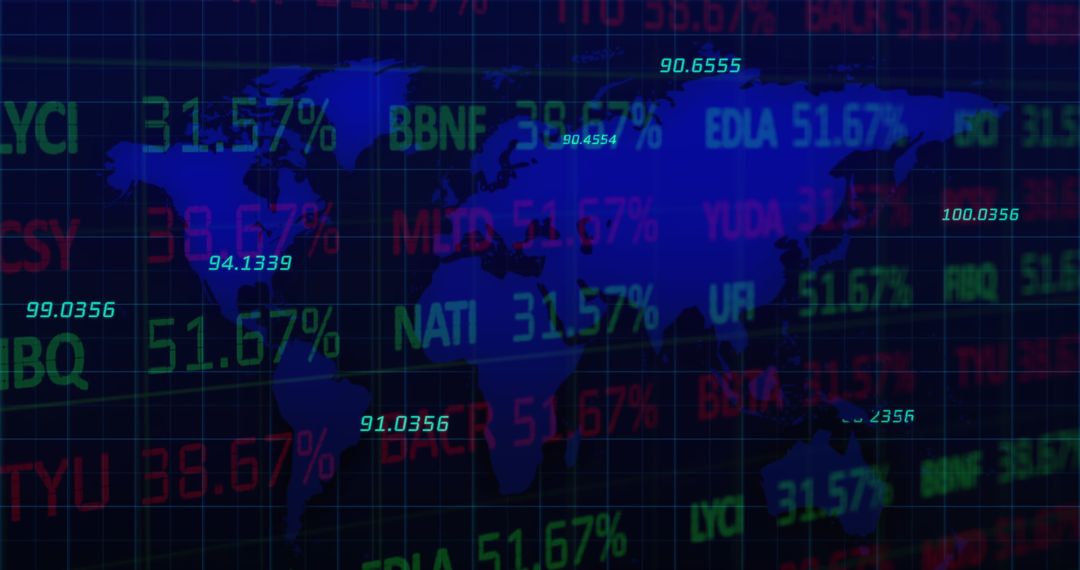 Global Financial Statistics Over World Map with Market Data