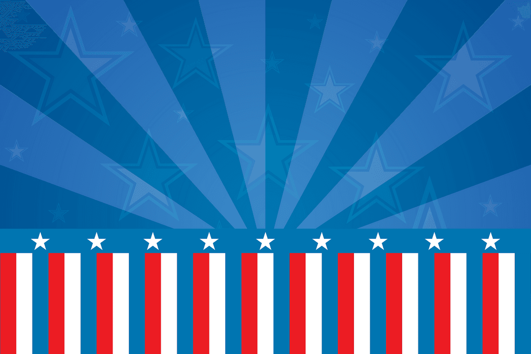 Patriotic Blue Card with Stars and Stripes on Transparent Background