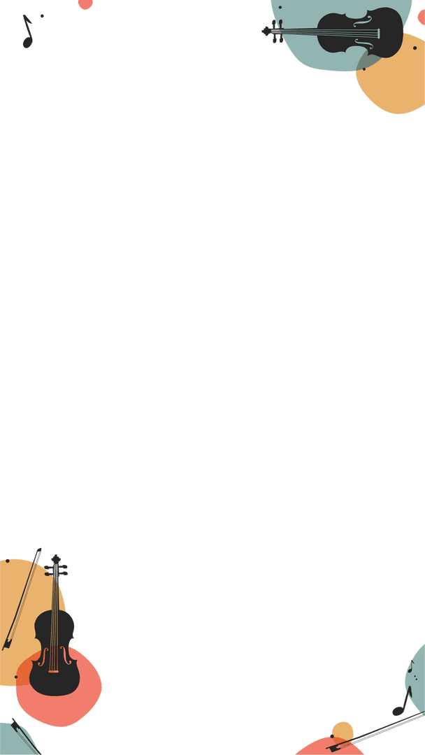 Transparent Music Note Illustration with Violin and Bow Motif