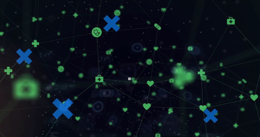 Futuristic Medical Icons Network on Dark Digital Interface