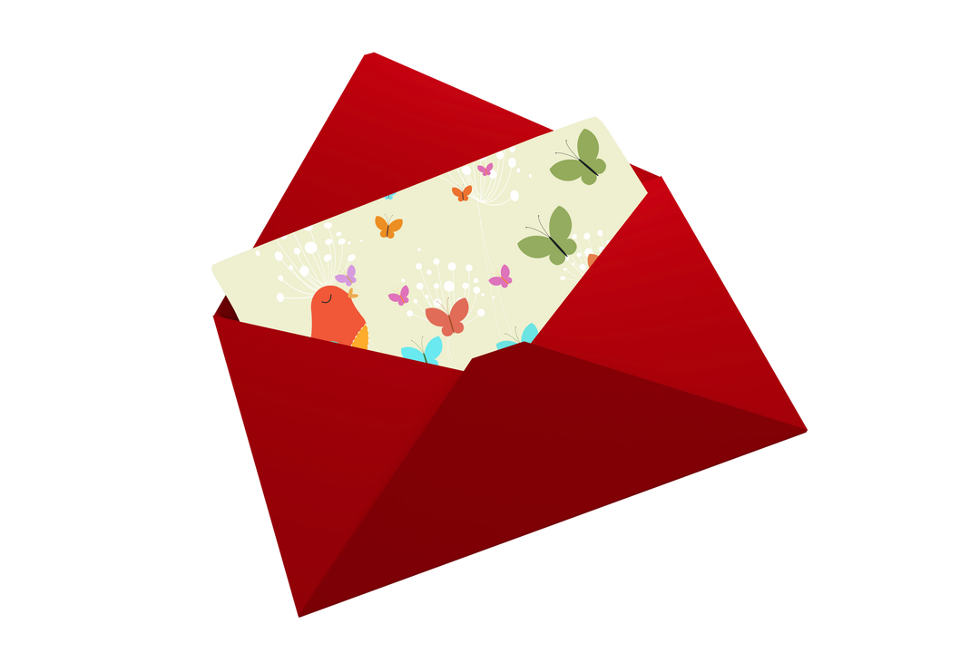 Red Envelope and Card with Butterfly Patterns on Transparent Background - Download Free Stock Images Pikwizard.com