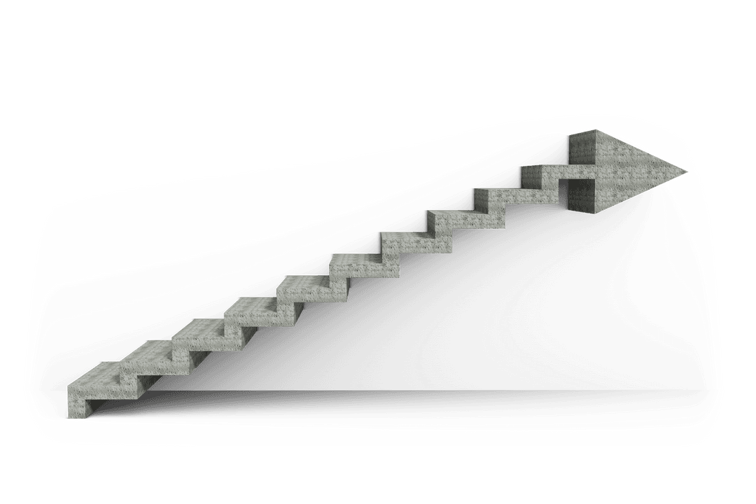 Transparent Grey Arrow Illustration Symbol with Zigzag Steps