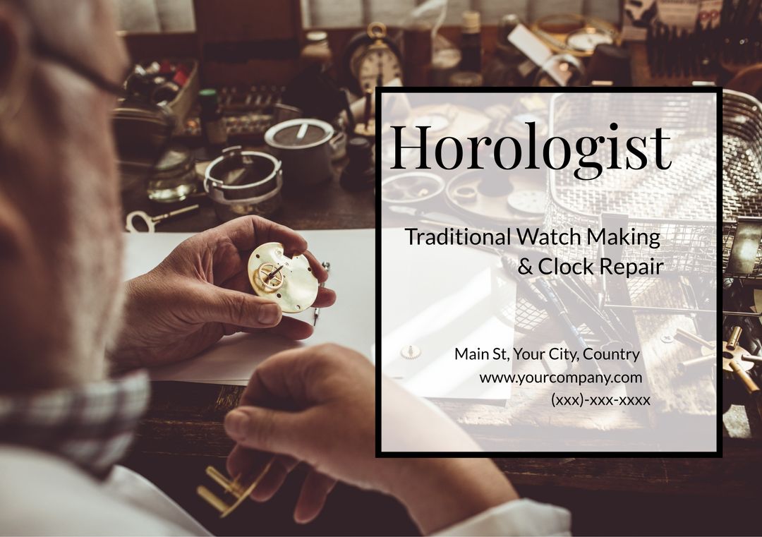 Horologist Working with Antique Timepiece in Workshop