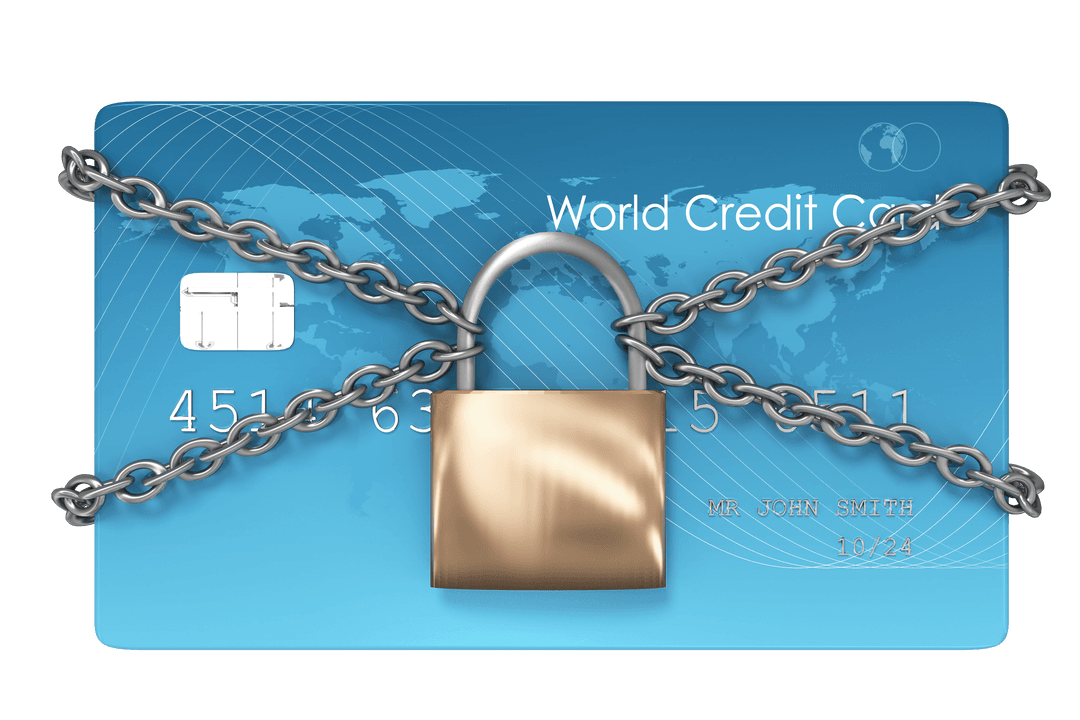 Transparent Credit Card with Padlock for Secure Transactions