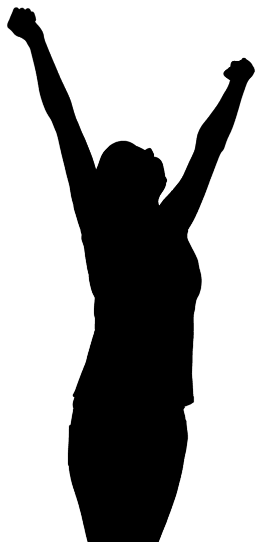 Silhouette of Woman in Sporting Pose on Transparent Background