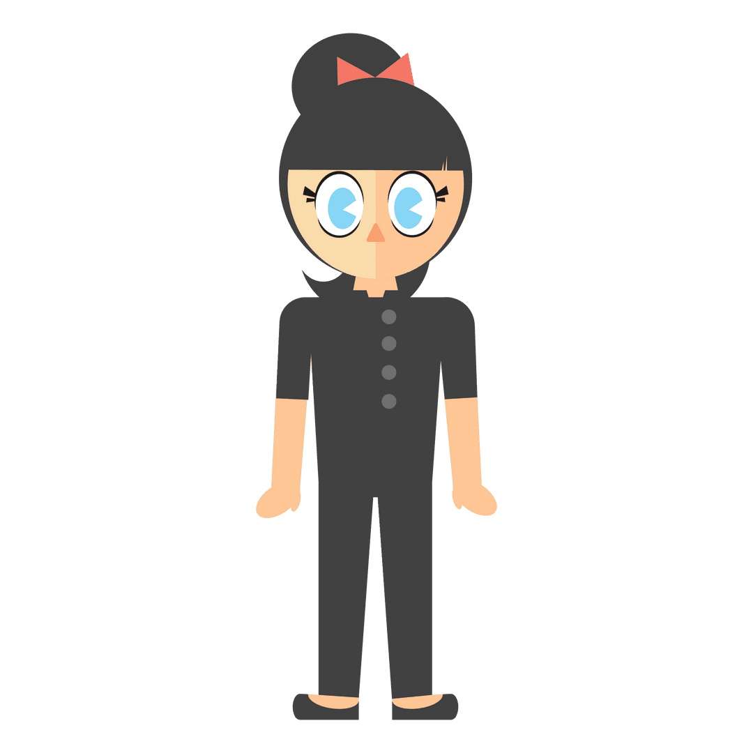 Cartoon Woman Character with Simple Design on Transparent Background