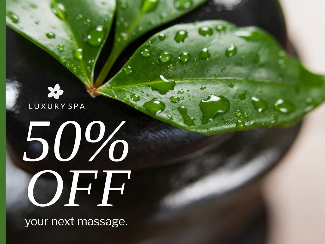Wellness Spa Promotion with Dew-Kissed Leaves on Stones