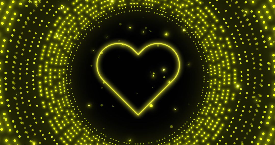 Neon Heart with Flashing Yellow Dot Lights Digital Glow