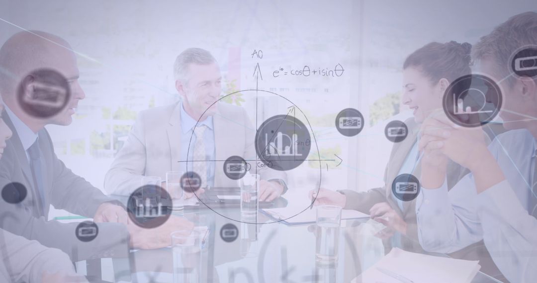 Diverse Business Team Analyzing Data with Mathematical Concepts