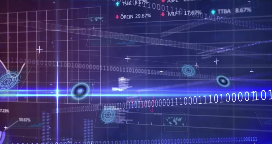Futuristic Binary Code with Holographic Data Visualization