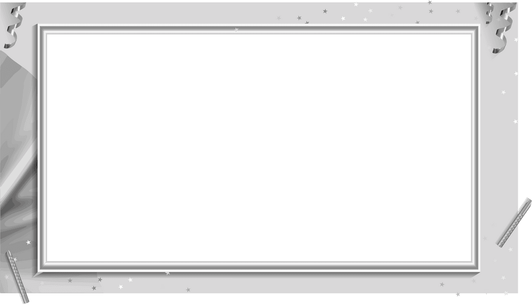 Elegant Silver Party Frame with Festive Accents Transparent Background
