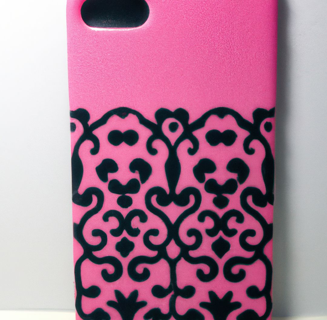 Close up of pink phone case with pattern on white background - Free Images, Stock Photos and Pictures on Pikwizard.com