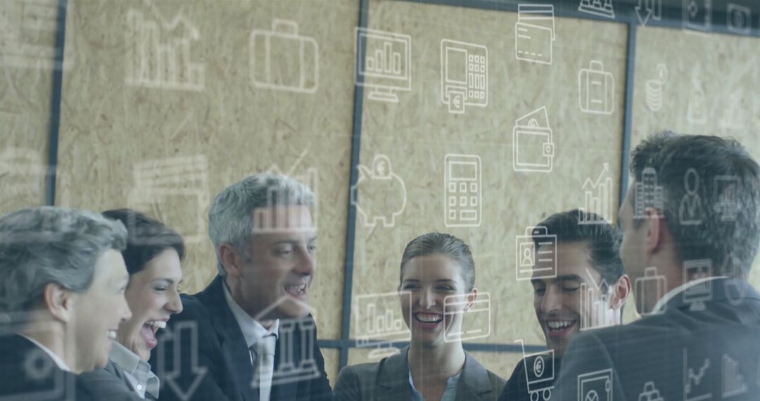 Diverse Business Team Analyzing Digital Data Overlay