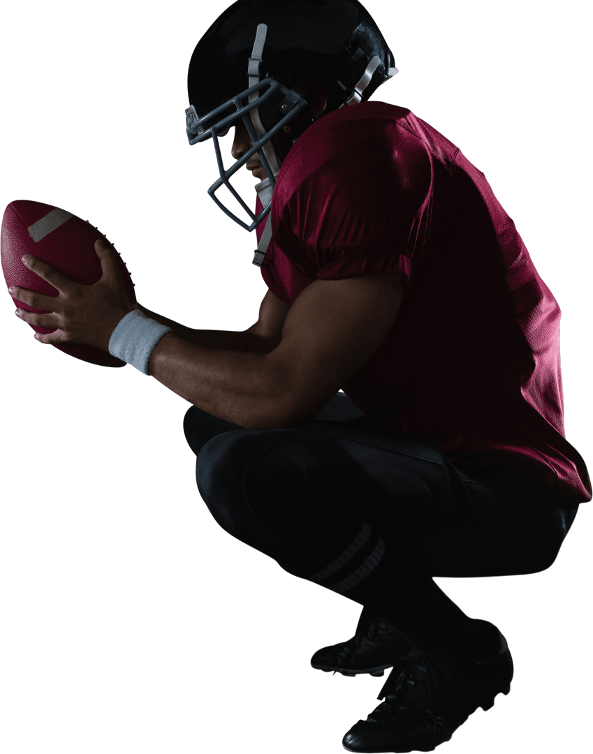 Side View of American Football Player in Transparent Pose