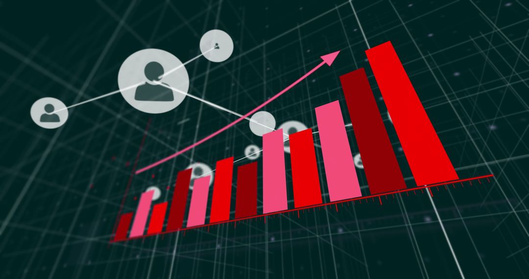 Rising Bar Graph with User Connections for Business Growth Concept