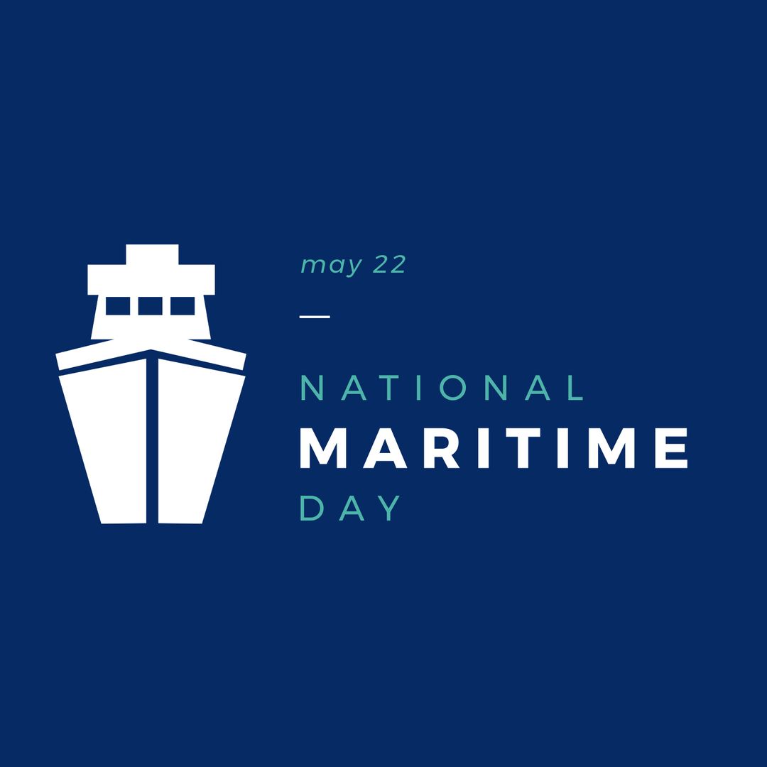 National Maritime Day Celebration Graphic with Ship Silhouette