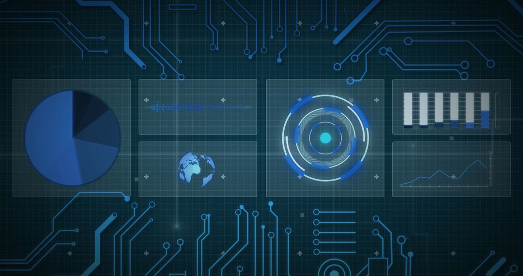 Digital Interface Displaying Data Processing and Global Connections - Free Images, Stock Photos and Pictures on Pikwizard.com