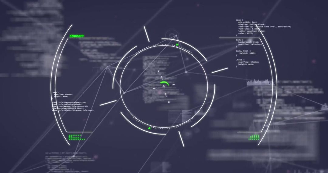 Data Processing with Circular HUD Interface Overlay