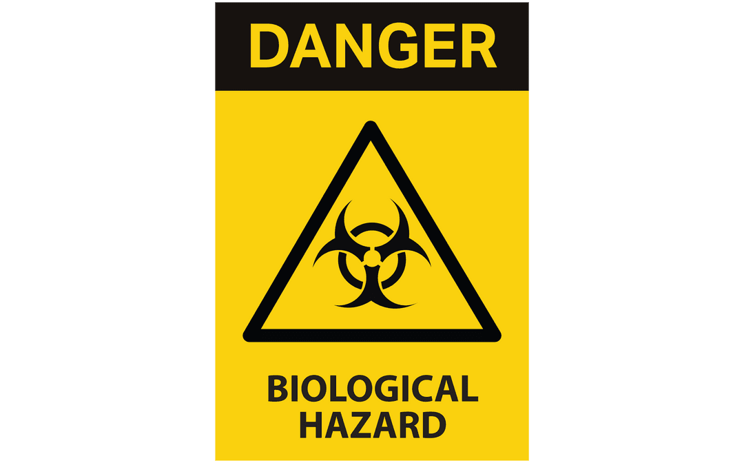 Transparent Biohazard Warning Sign on Yellow Background