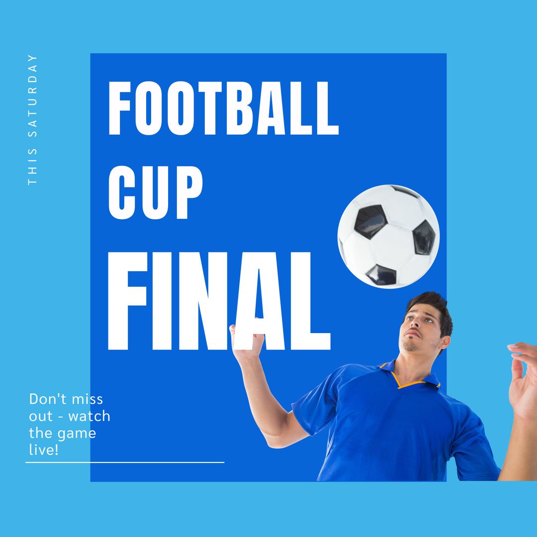 Football Cup Final Promotion with Male Player and Ball