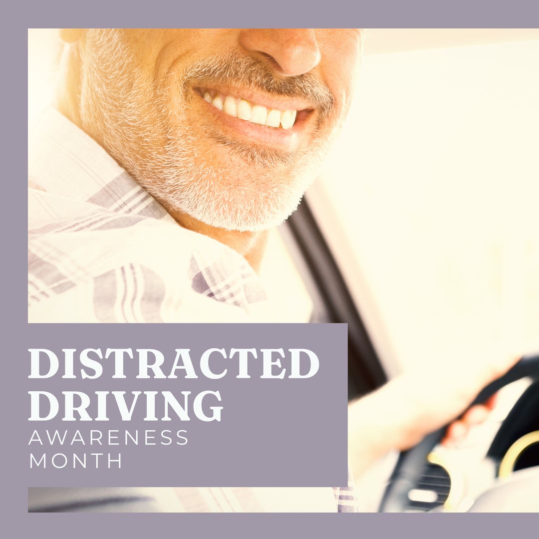 Smiling Senior Man Driving Car for Distracted Driving Awareness Month - Download Free Stock Templates Pikwizard.com