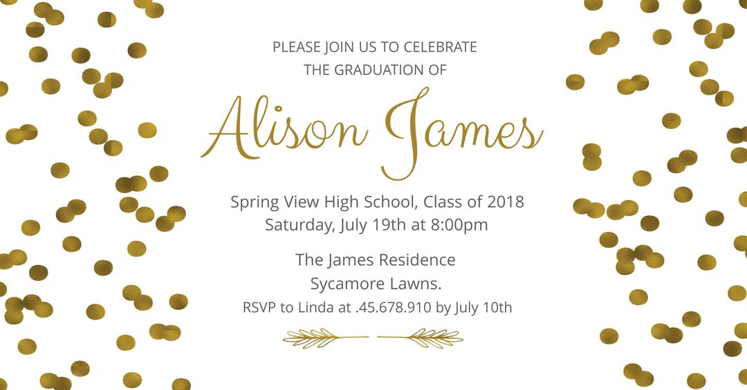 Elegant Gold-Dotted Graduation Invitation Template - Download Free Stock Templates Pikwizard.com