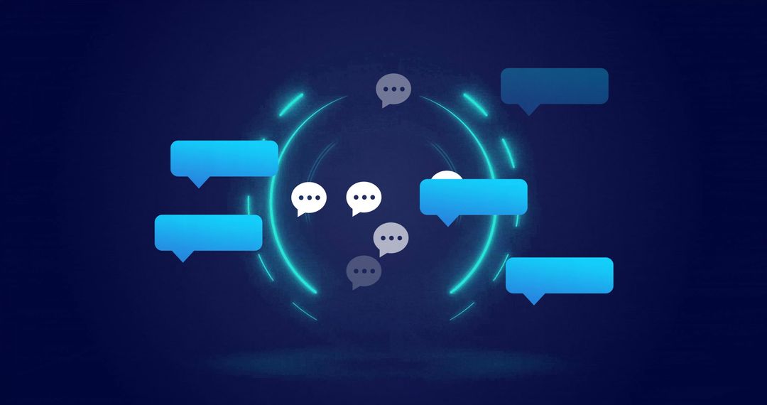 Futuristic Digital Chat Bubbles on Glowing Matrix