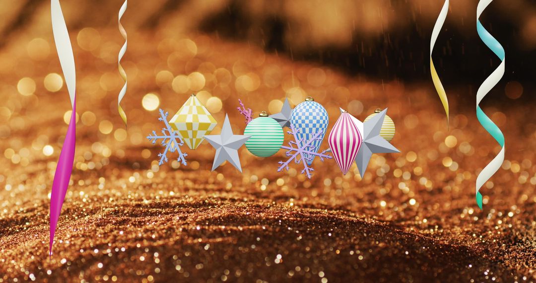 Festive Decorations with Streamers and Ornaments