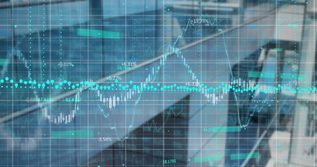 Abstract Virtual Finance Data Overlay on Cityscape