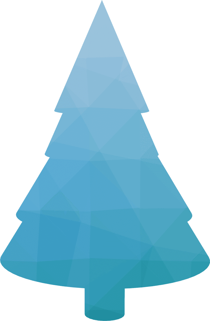 Abstract Blue Geometric Fir Tree Transparent Design