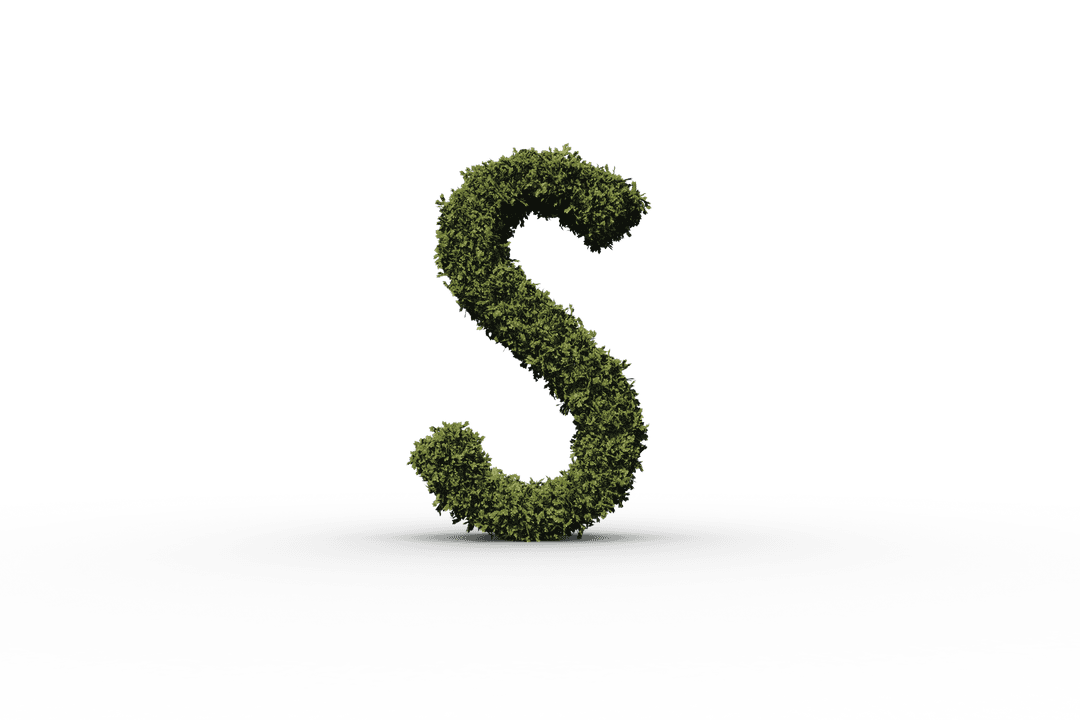 Letter S Formed in Grass with Transparent Background