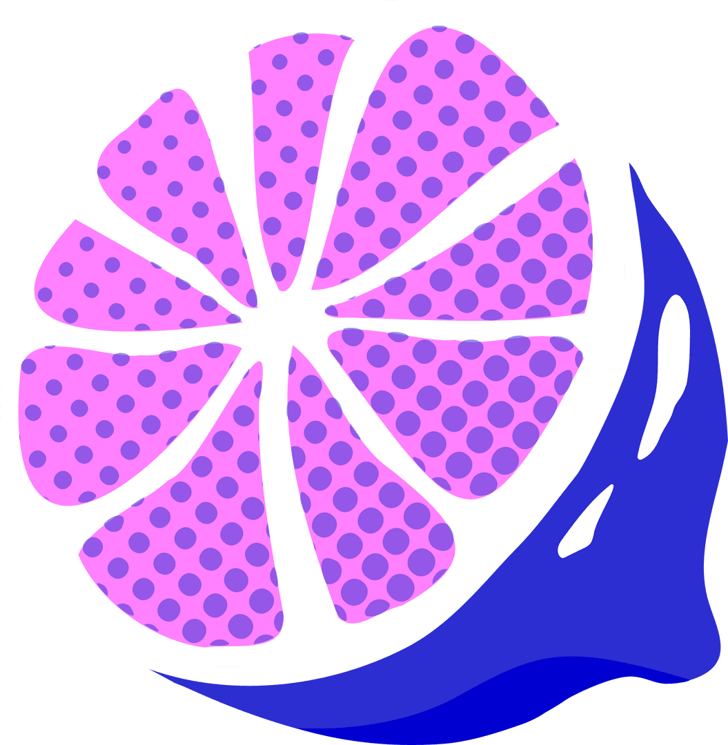 Polka-Dotted Citrus Slice on Transparent Background