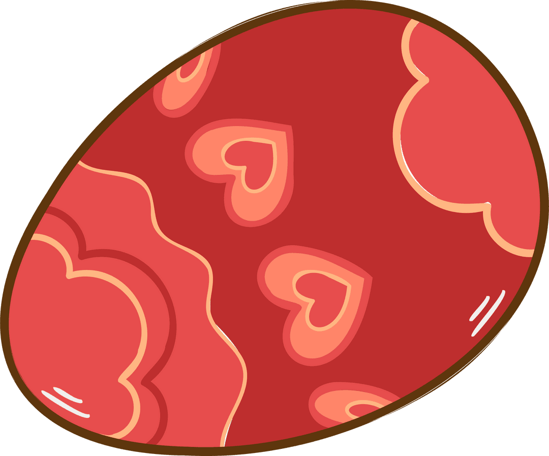 Transparent Floating Egg with Pink Hearts and Wavy Lines