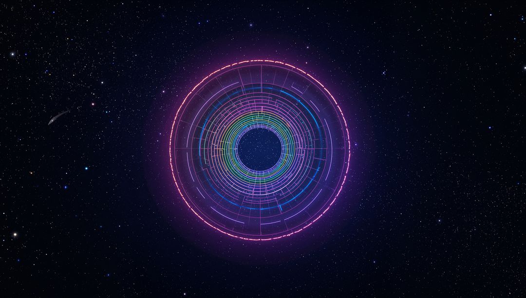 Futuristic Neon Energy Orb in Deep Space