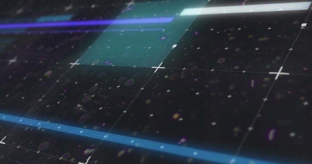 Abstract Digital Grid with Glowing Lines and Shapes