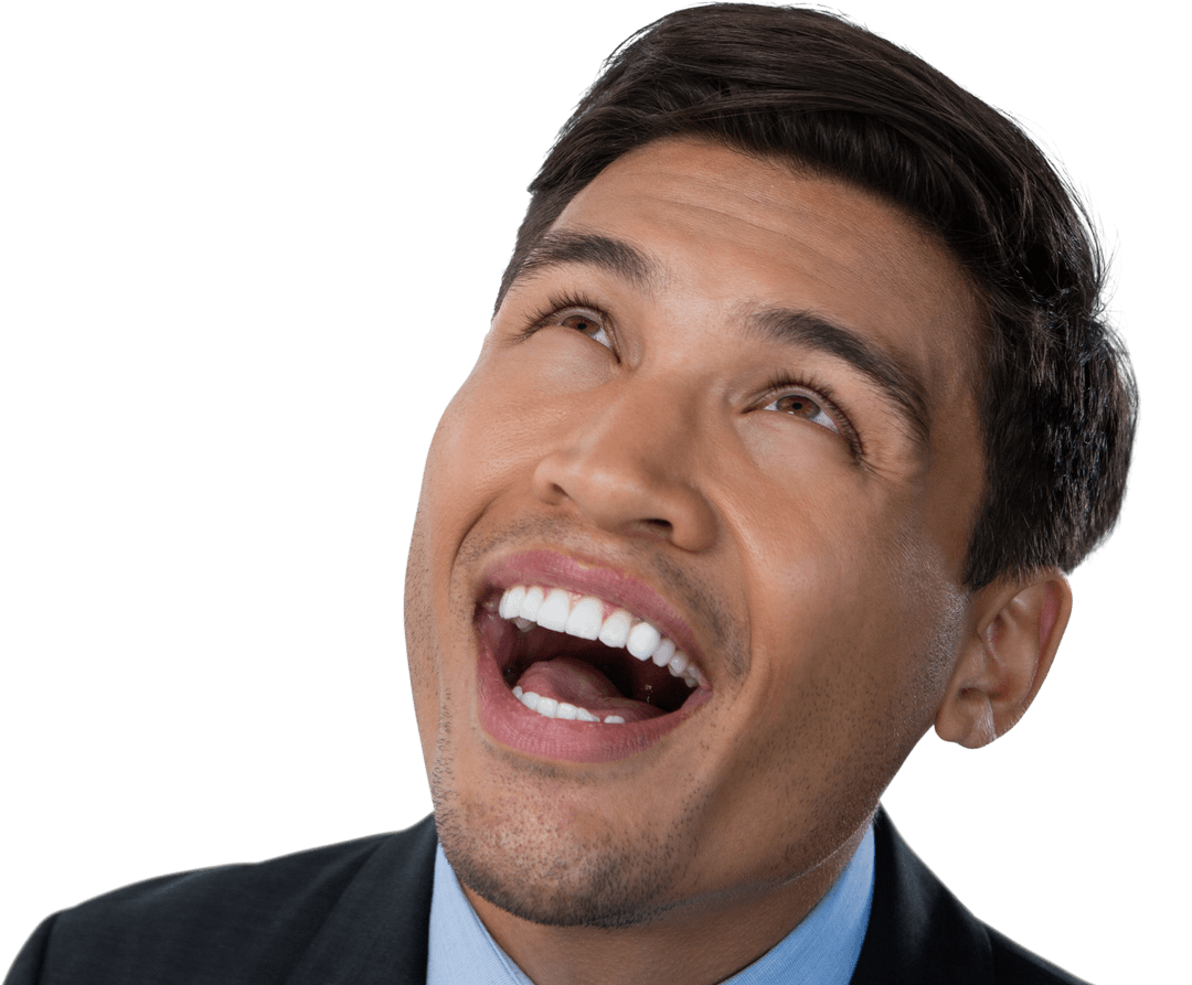 Transparent Background Happy Businessman Looking Confidently Upward