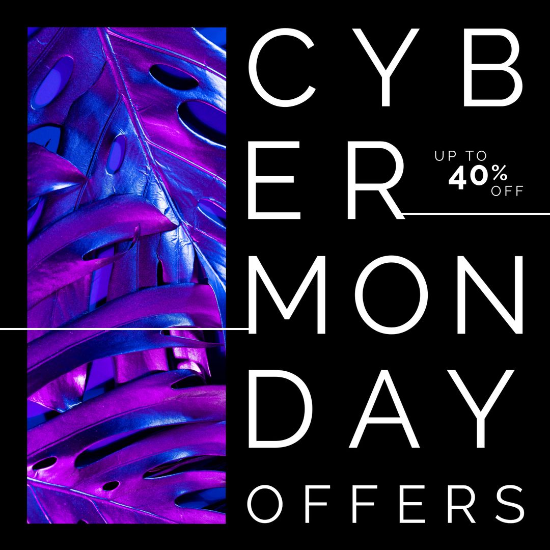 Cyber Monday Sale with Vibrant Leaves Background Design